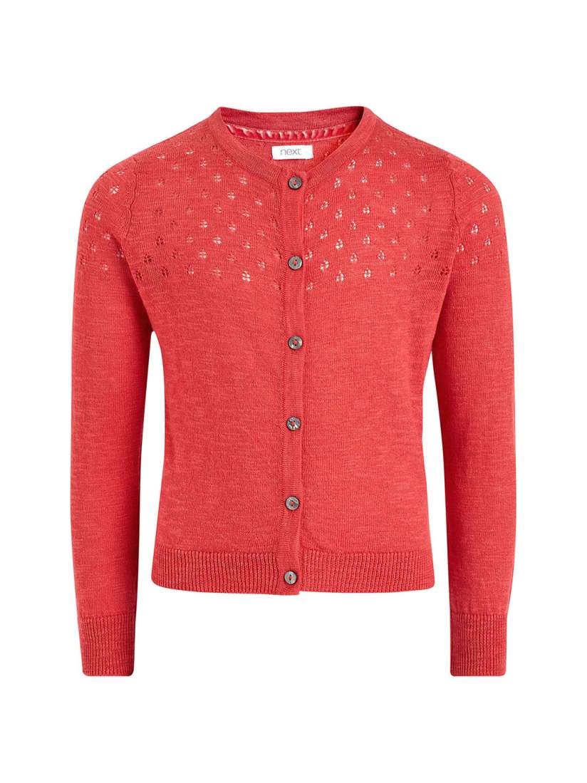 Buy next Girls Coral Red Self Design Cardigan Sweaters for Girls 5425360 Myntra