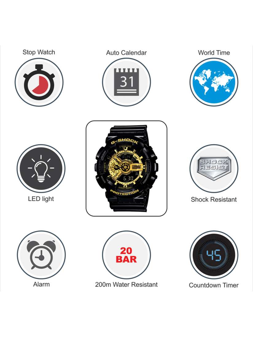 Buy Casio G Shock Men Black Analogue Digital Watches G339 GA 110GB 1ADR Watches for Men Myntra