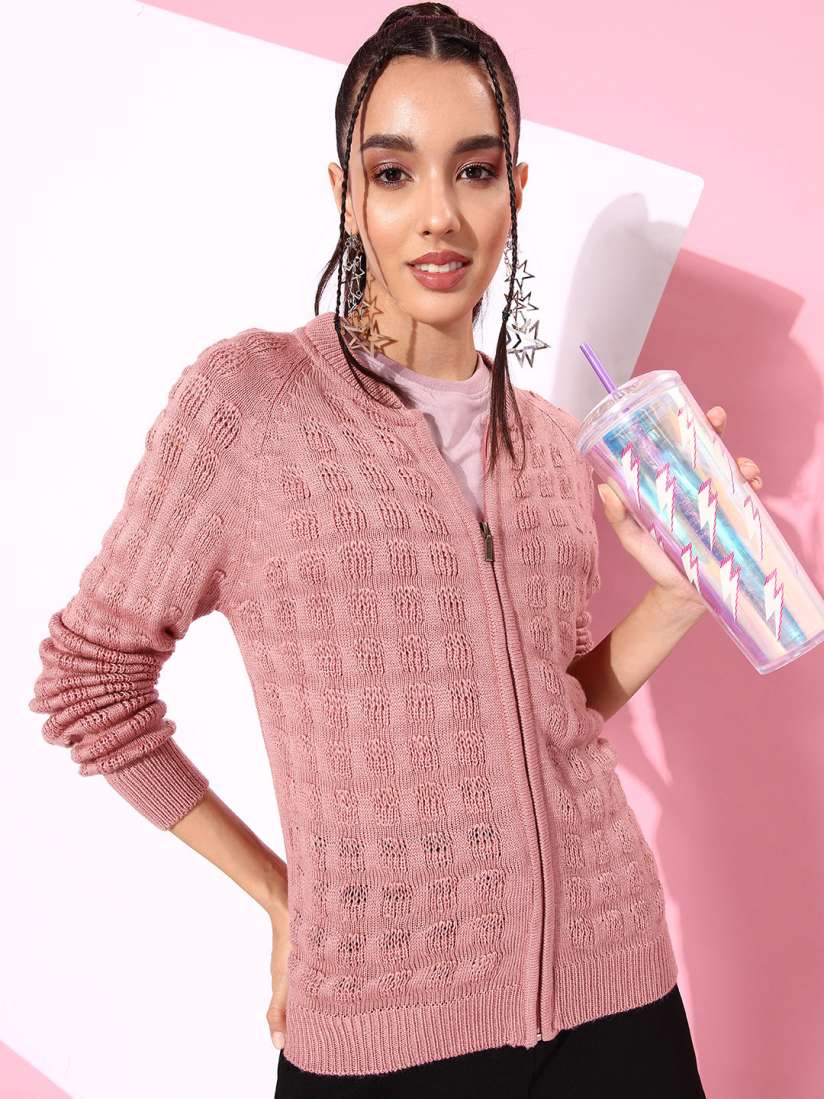 Buy The Roadster Lifestyle Co. Acrylic Henley Neck Self Design Cardigan Sweaters for Women 5447325 Myntra