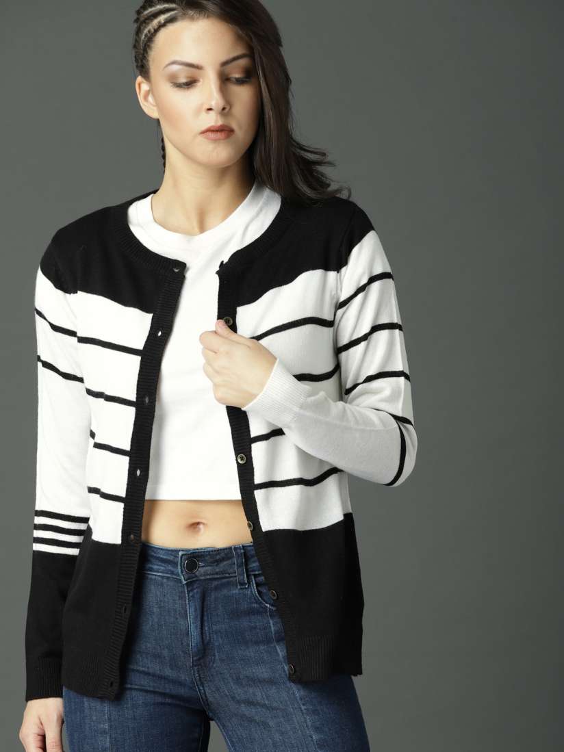 Ladies black and white cardigans shop