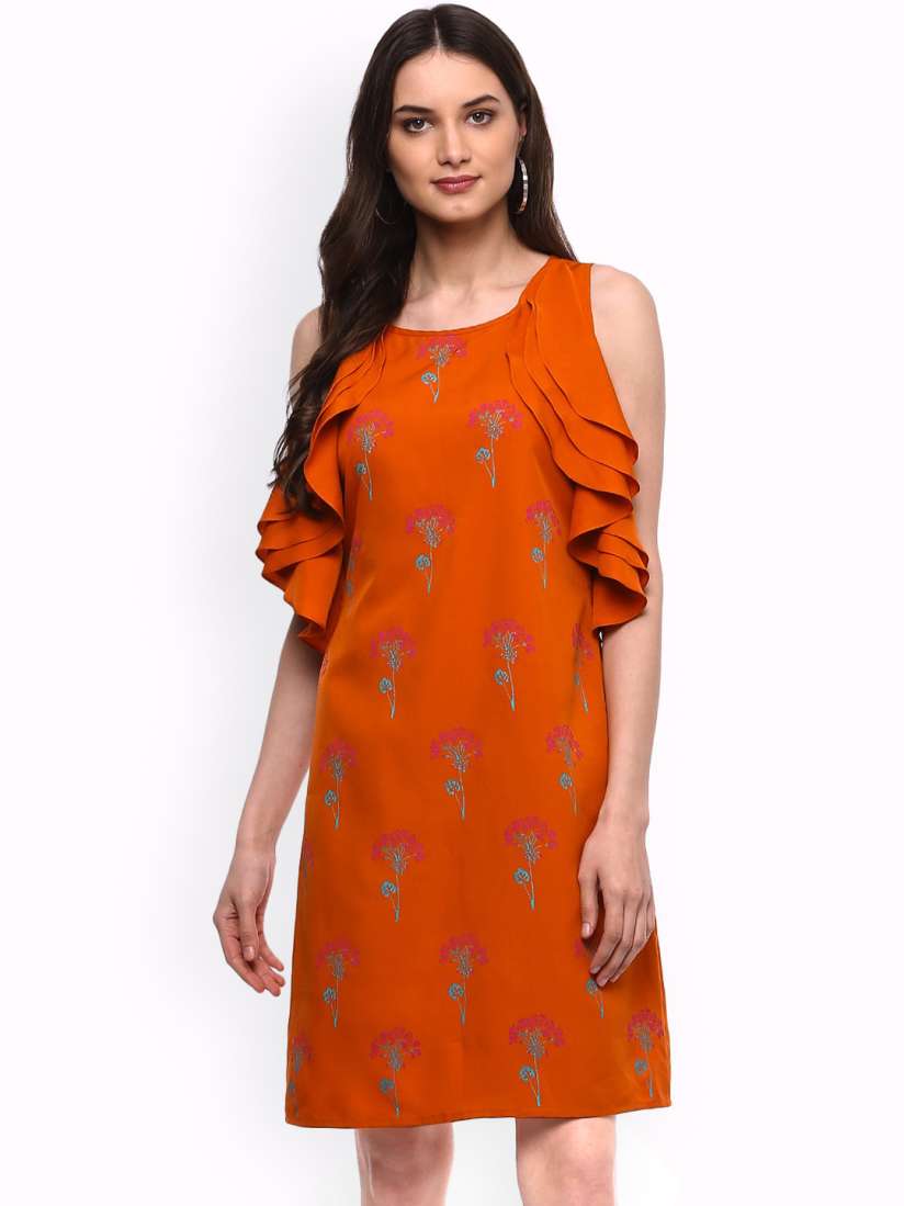 Buy MABISH by Sonal Jain Women Rust Printed A Line Dress Dresses for Women 5451345 Myntra