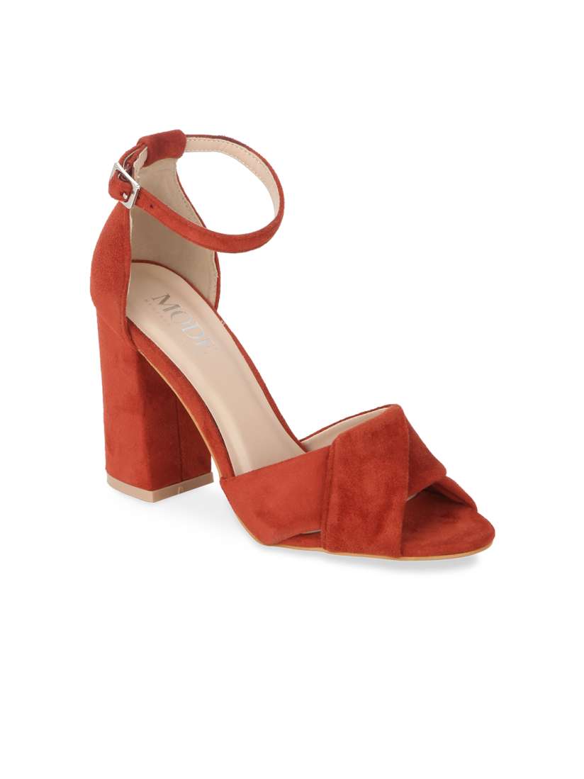 Buy Mode by Red Tape Women Rust Red Solid Sandals Heels for Women 5452167 Myntra