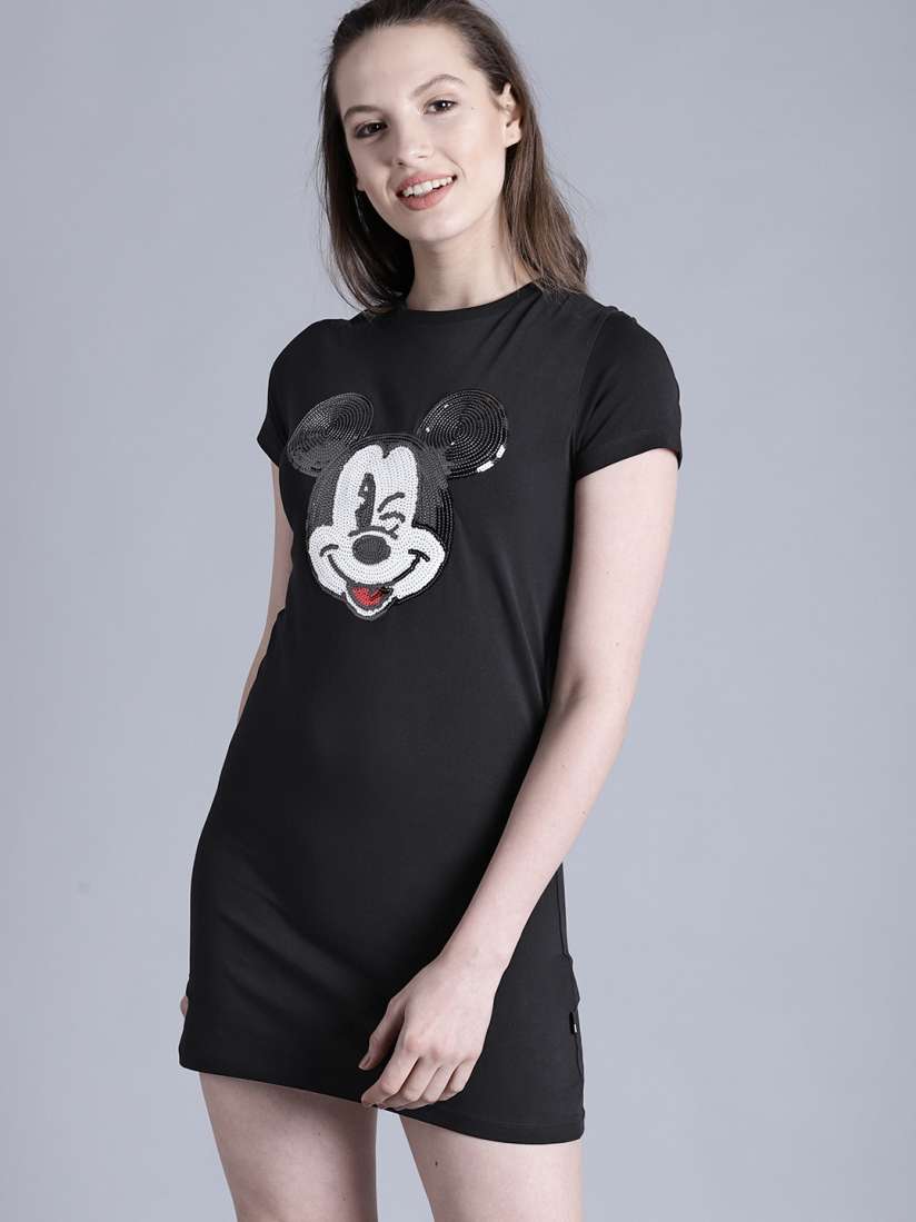 Buy Kook N Keech Disney Women Black Sequinned T shirt Dress Dresses for Women 5452249 Myntra
