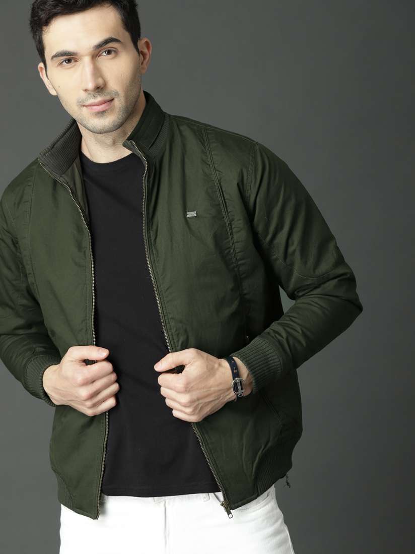Buy Roadster Men Olive Green Solid Bomber Jacket Jackets for Men 5453186 Myntra