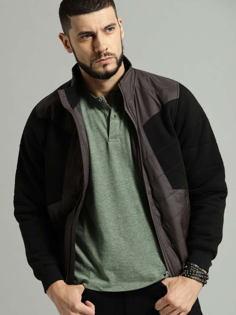 Buy Roadster Men Coffee Brown Black Colourblocked Puffer Jacket Jackets for Men 5453224 Myntra