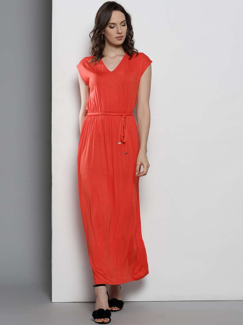 Buy DOROTHY PERKINS Women Coral Red Solid Maxi Dress Dresses for Women 5462149 Myntra