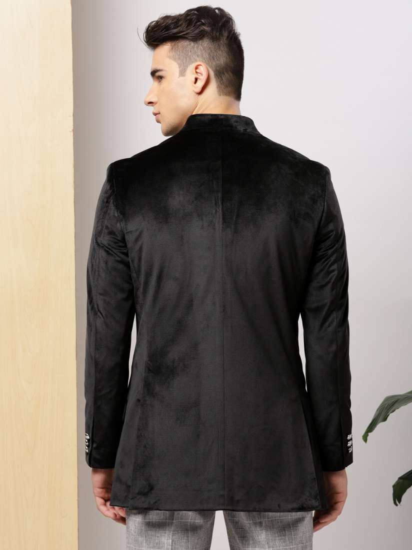 Buy INVICTUS Men Black Solid Velvet Ethnic Bandhgala Blazer Blazers for Men 5497693 Myntra