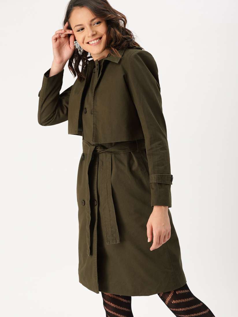 Olive green duster jacket top