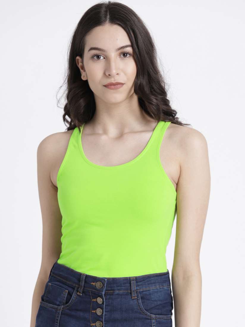 Buy Splash Women Lime Green Solid Tank Top Tops for Women 5505119 Myntra
