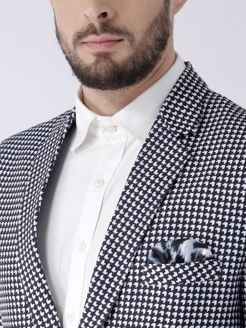 Buy Hangup Black White Checked Slim Fit Blazer Blazers for Men 5524664 Myntra