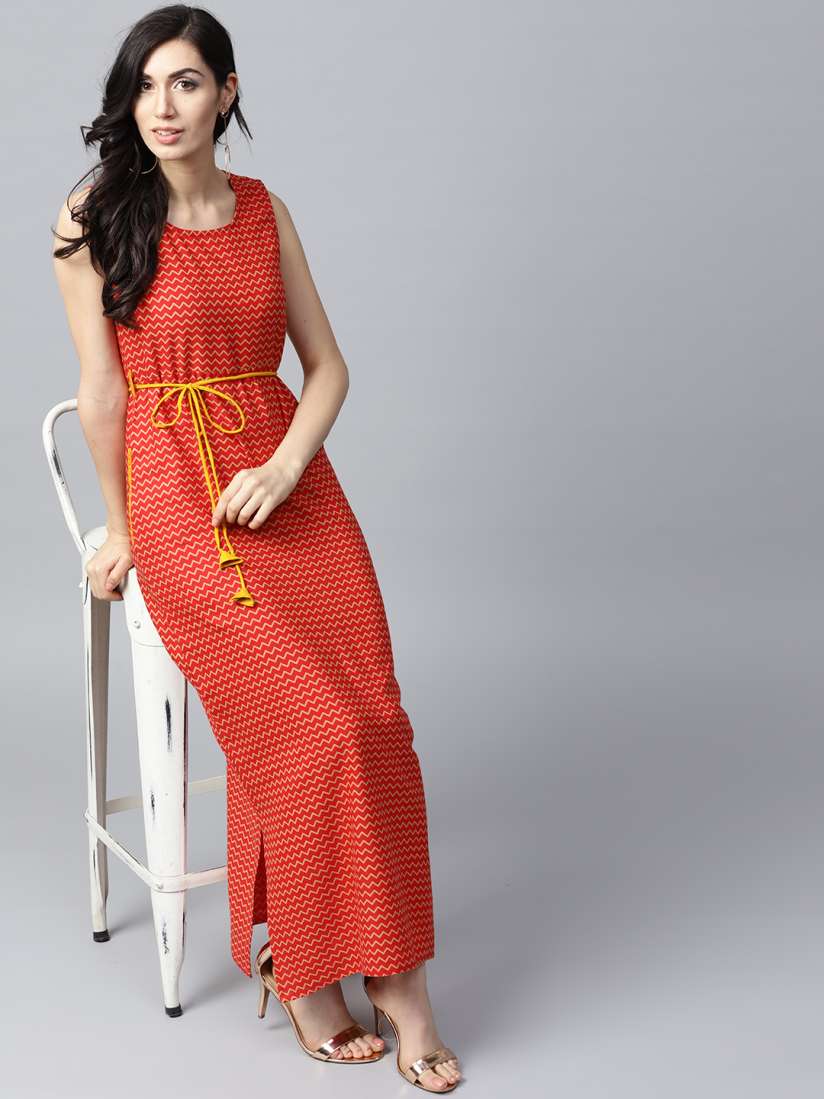 Aks women red printed maxi dress cheap