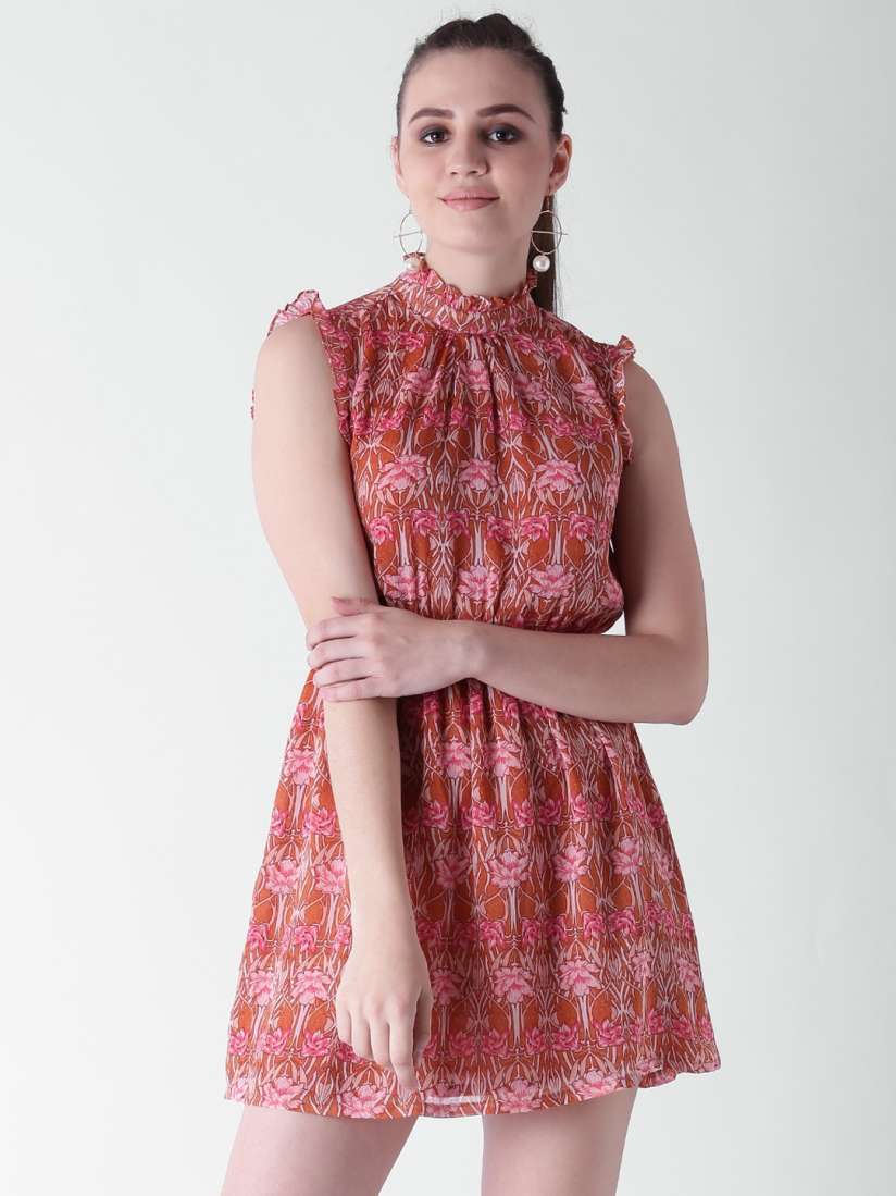 Buy FOREVER 21 Women Rust Brown Printed Fit Flare Dress Dresses for Women 5529229 Myntra