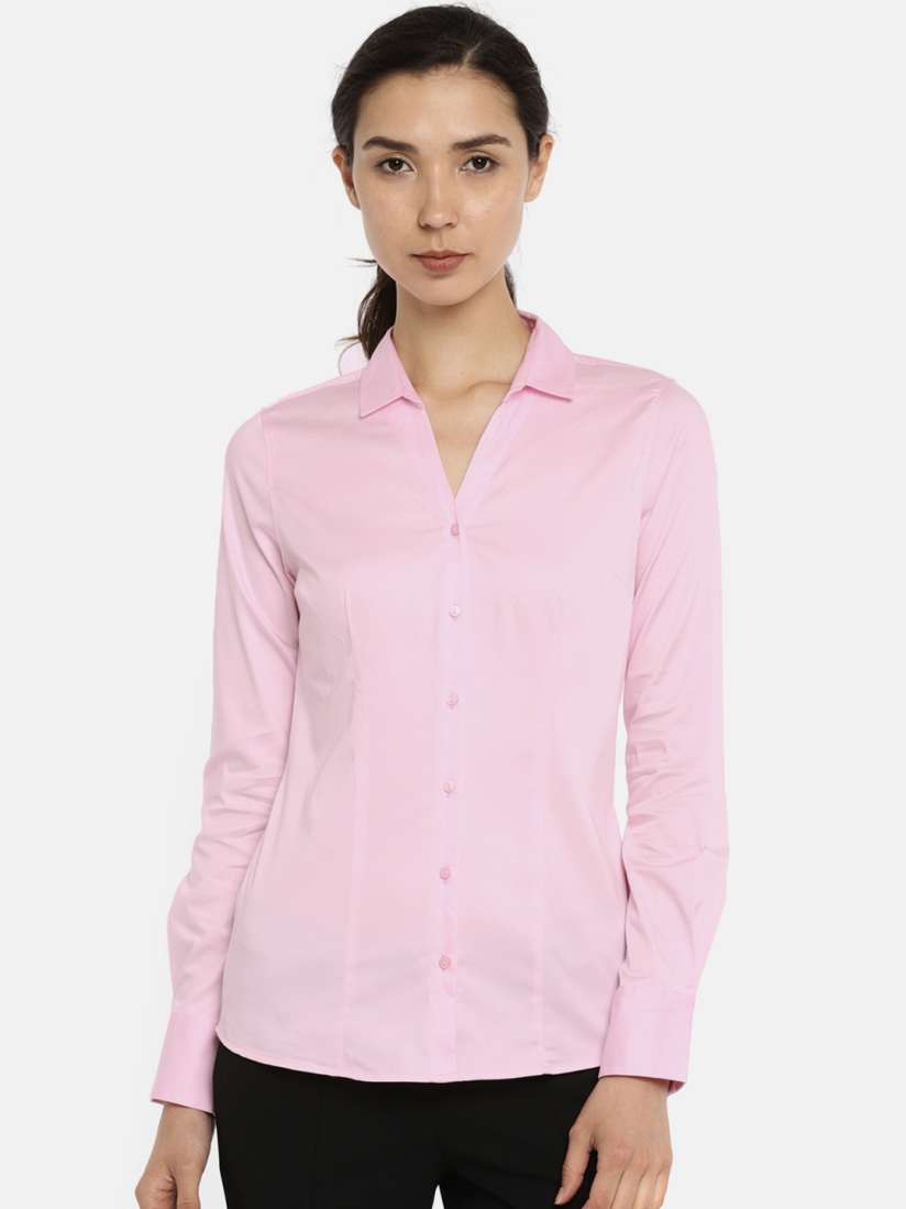 Buy Van Heusen Woman Pink Regular Fit Solid Formal Shirt Shirts for Women 5567471 Myntra