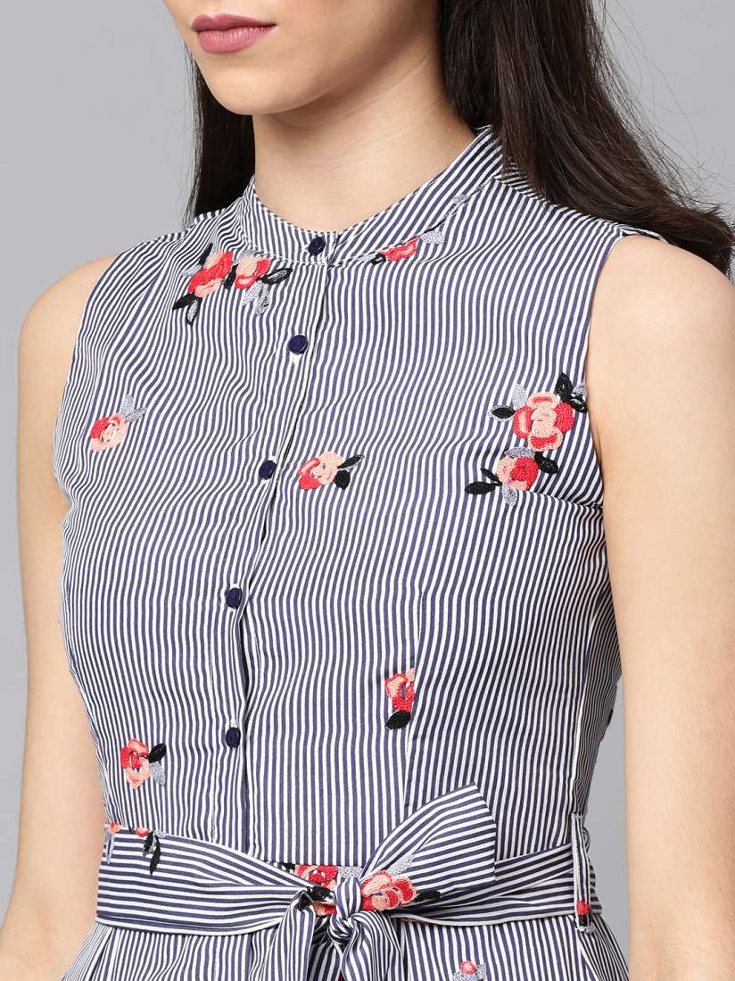 Tokyo talkies navy blue printed shirt dress 2025