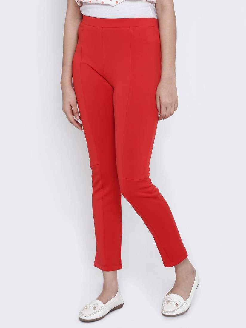 Girls red jeggings shop