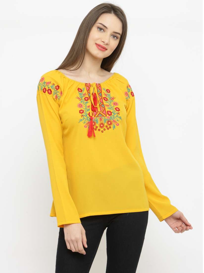 Yellow tops myntra outlet