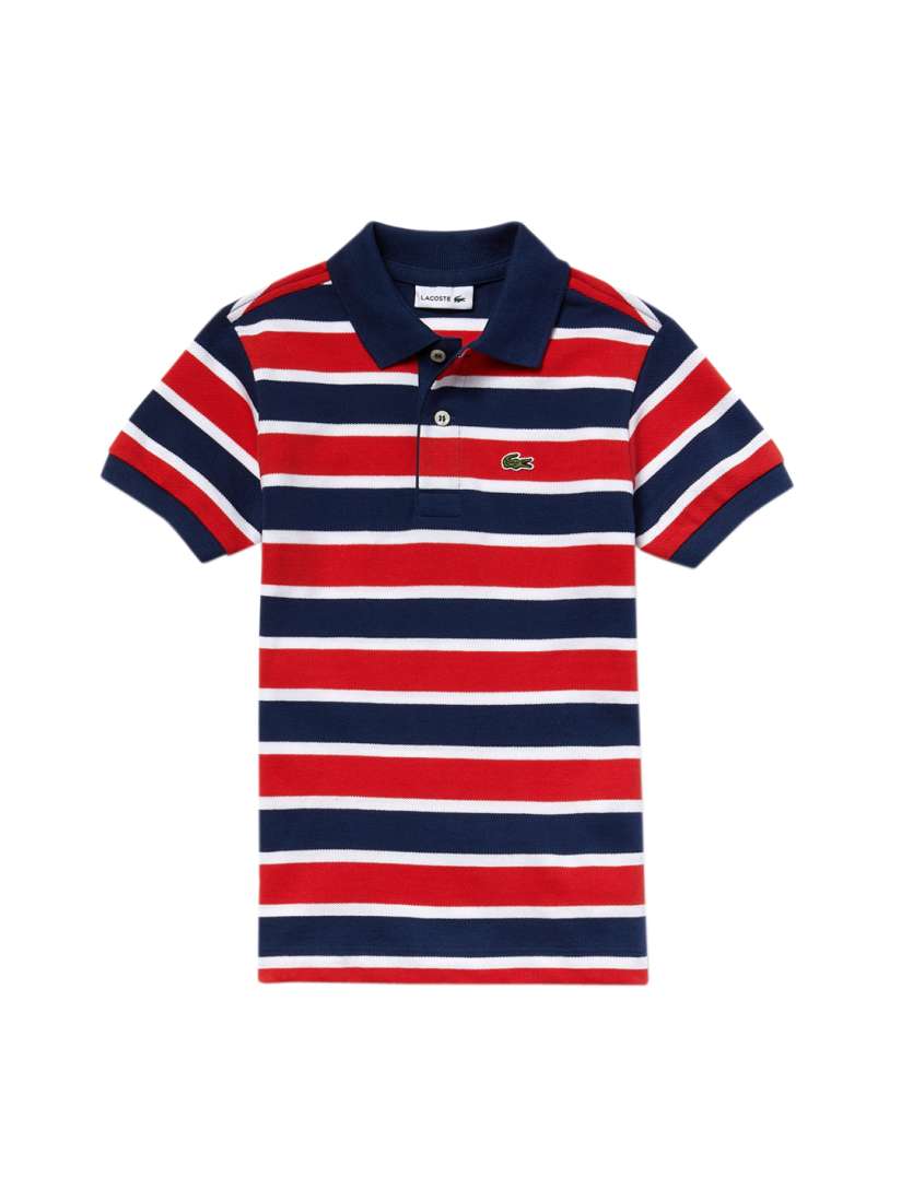 Buy Lacoste Boys Red Blue Striped Polo Collar T shirt Tshirts for Boys 5617786 Myntra