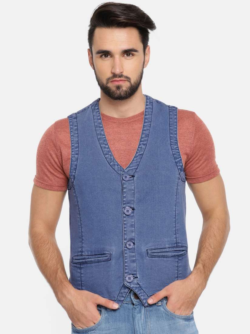 Men's denim waistcoat shop