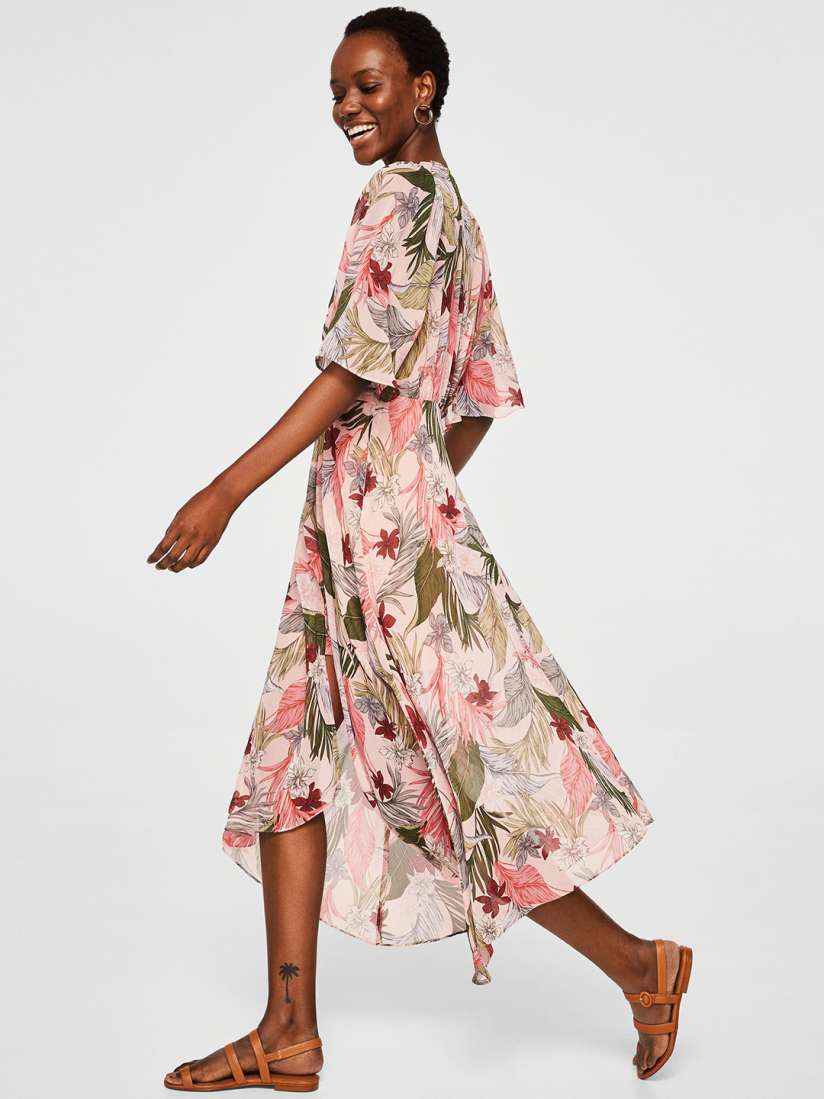 Buy MANGO Women Peach Coloured Printed Fit and Flare Midi Dress Dresses for Women 5648512 Myntra