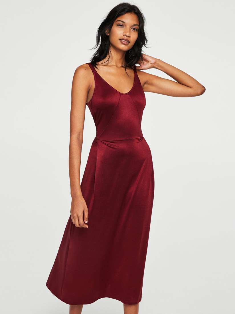 Buy MANGO Women Maroon Sheen Effect Fit and Flare Dress Dresses for Women 5648665 Myntra