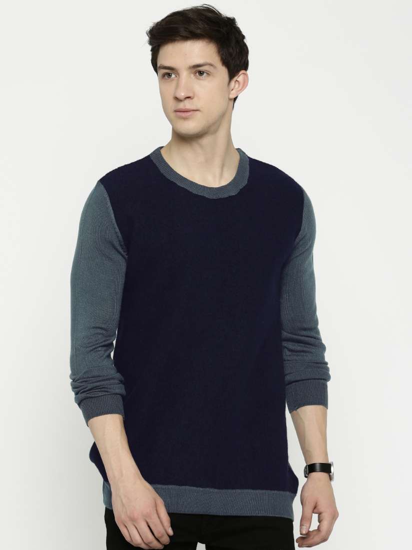 Buy United Colors of Benetton Men Navy Grey Wool Blend Sweater Sweaters for Men 565176 Myntra