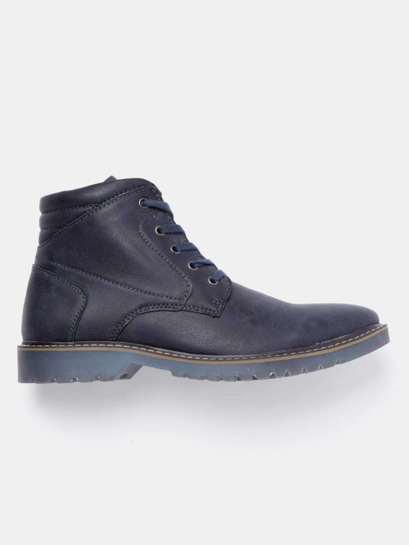 Buy Roadster Men Navy Blue Solid Mid Top Flat Boots Boots for Men 5660588 Myntra