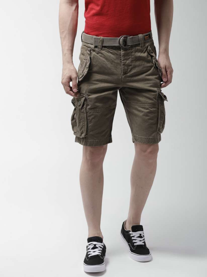 Buy Superdry Men Olive Green Solid Regular Fit Cargo Shorts Shorts for Men 5701574 Myntra