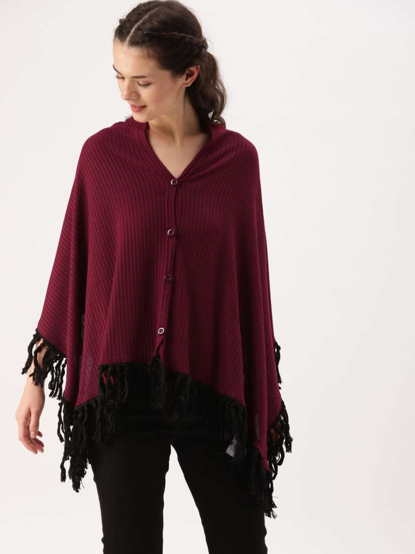 Maroon poncho sweater hot sale