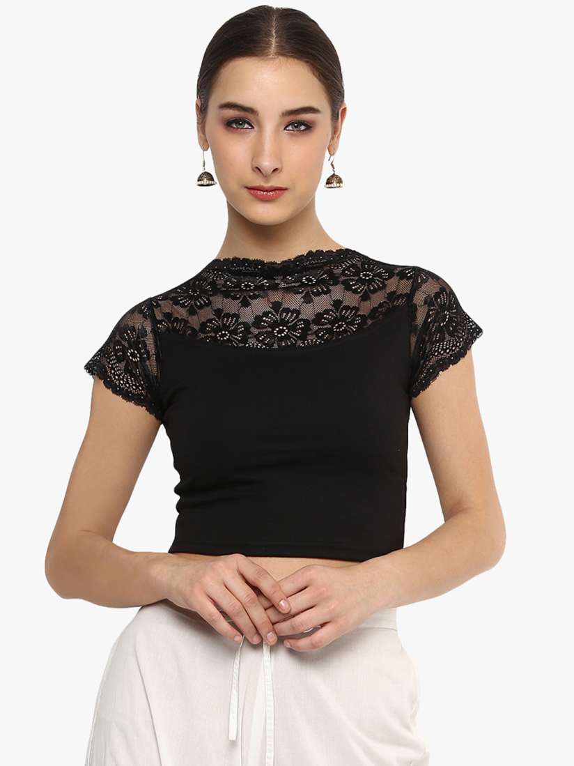 Buy SALWAR STUDIO Women Black Solid Net Saree Blouse Saree Blouse for Women 5711632 Myntra