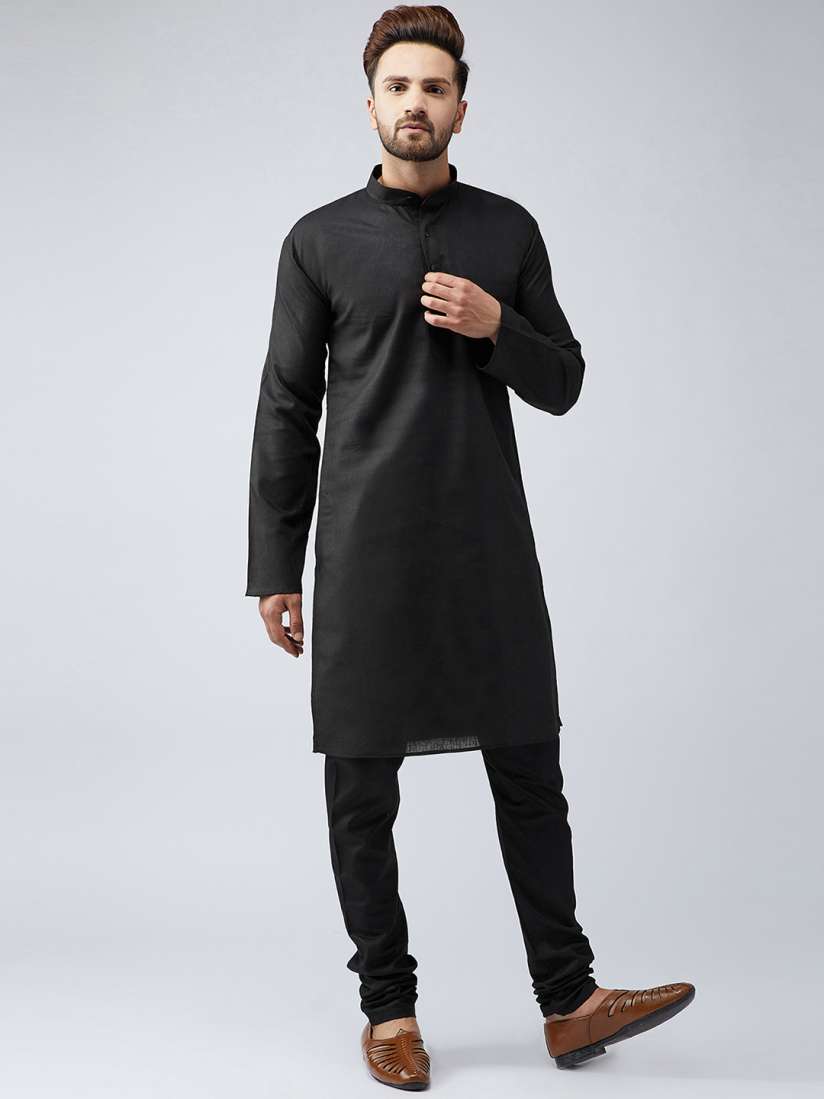 Buy SOJANYA Men Black Solid Kurta with Churidar Kurta Sets for Men 5793919 Myntra