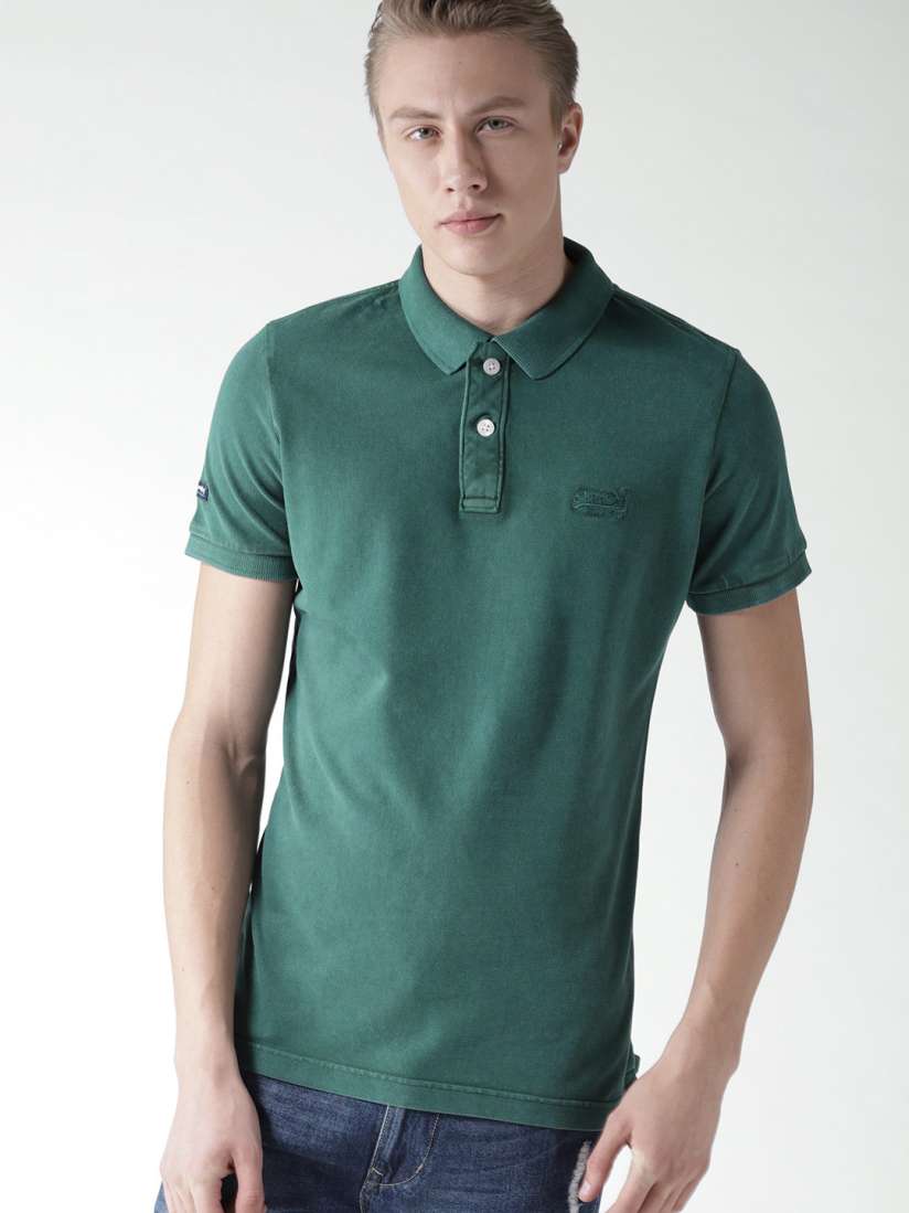 Buy Superdry Men Green Solid Polo Collar T shirt Tshirts for Men 5799399 Myntra