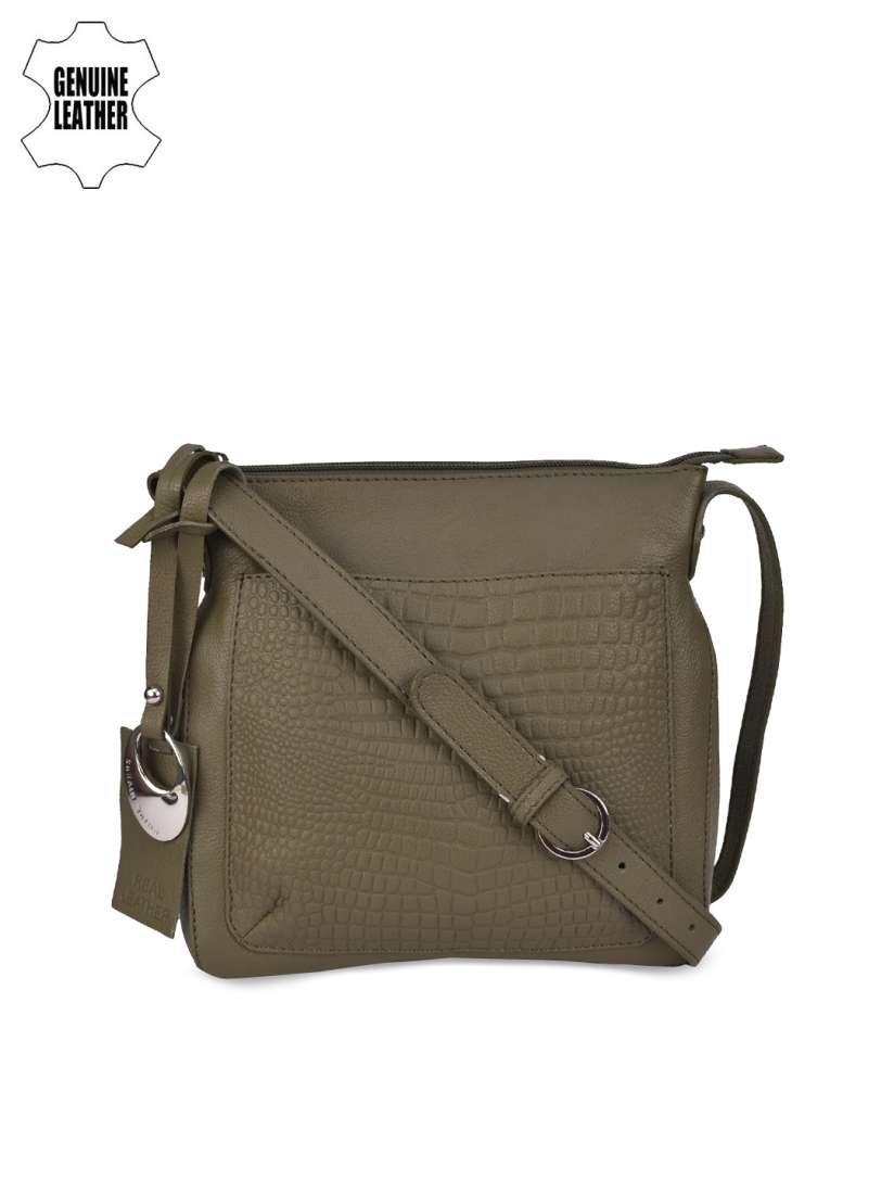 Buy Phive Rivers Olive Brown Textured Genuine Leather Sling Bag Handbags for Women 5828360 Myntra