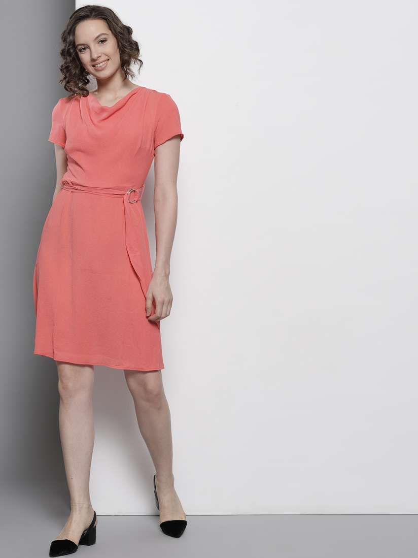 Buy DOROTHY PERKINS Women Coral Pink Solid A Line Dress Dresses for Women 5831342 Myntra