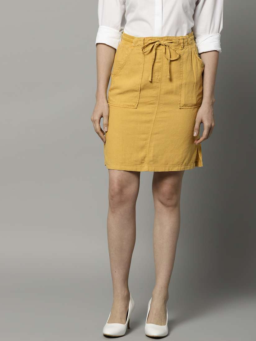 Buy Marks Spencer Women Mustard Yellow Solid Straight Skirt Skirts for Women 5831959 Myntra