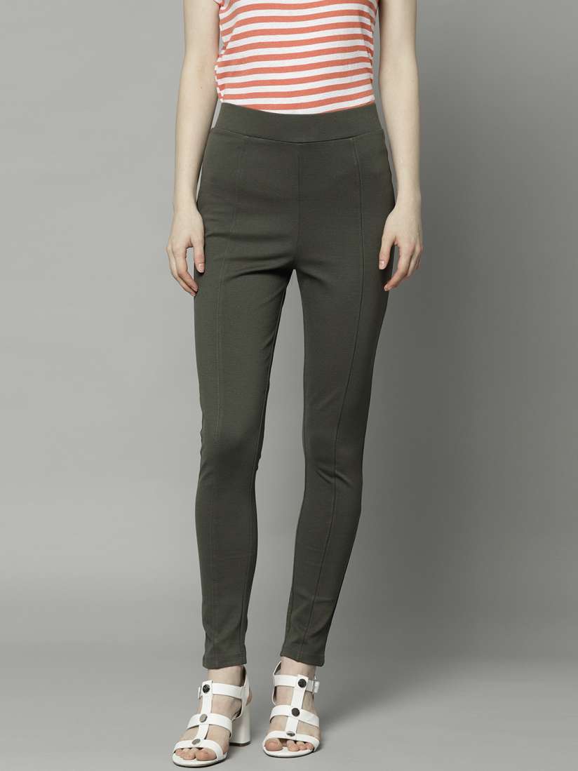 Buy Marks Spencer Women Olive Green Solid Treggings Jeggings for Women 5831982 Myntra