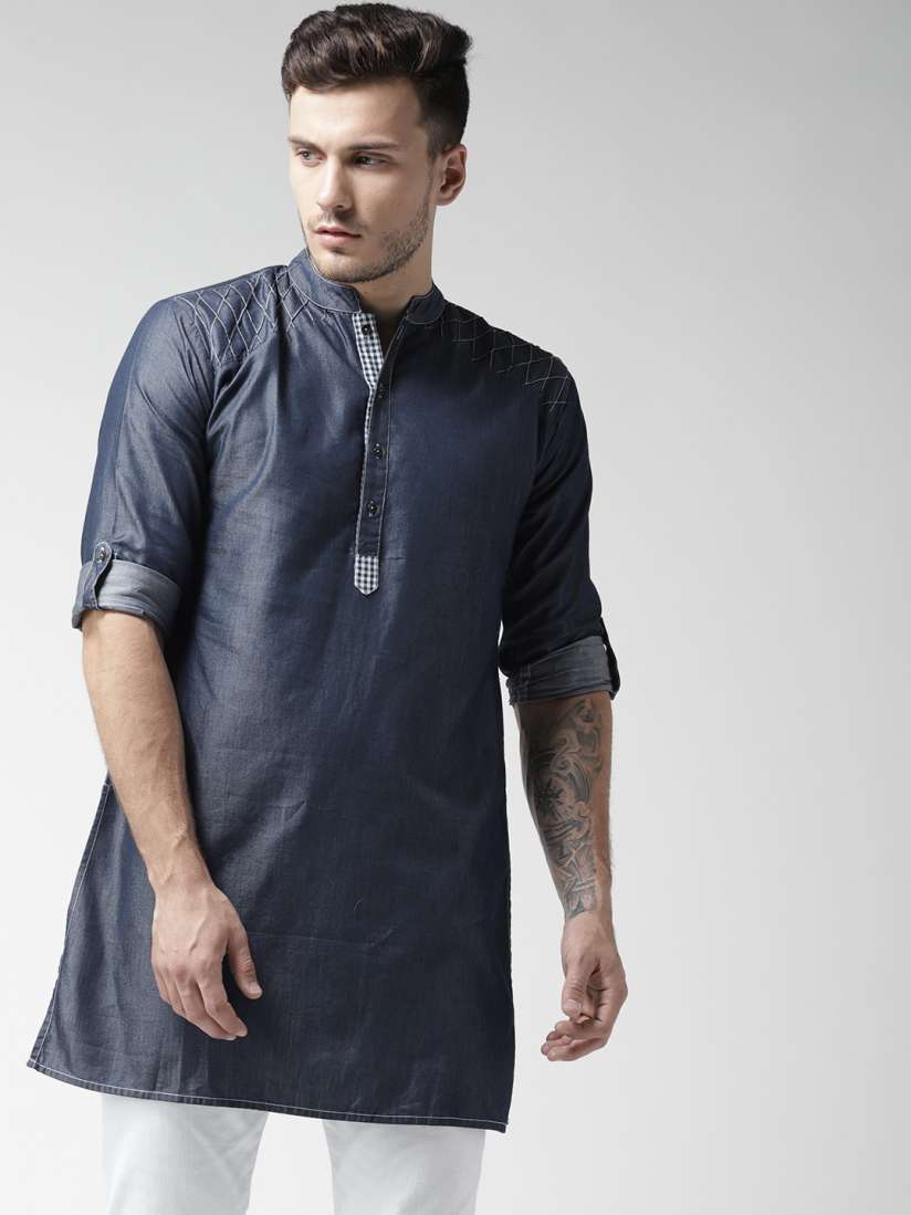 Buy Style Quotient Men Navy Solid Straight Kurta Kurtas for Men 5835554 Myntra