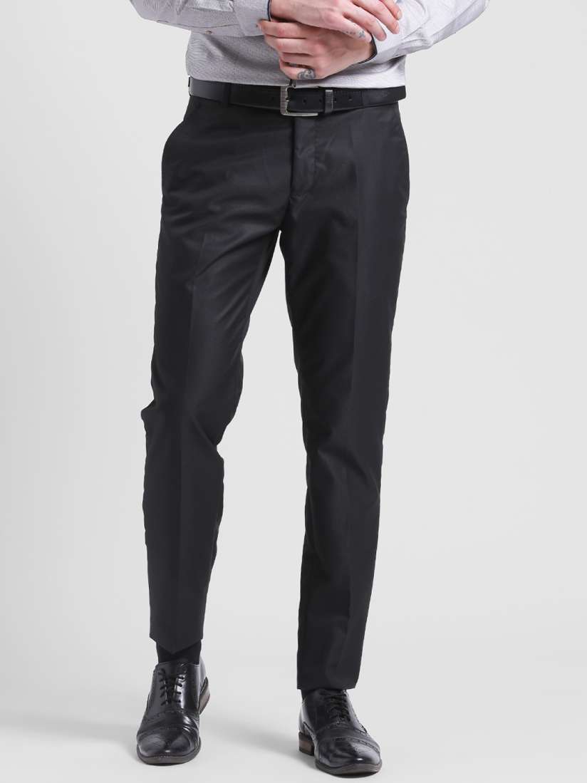 Buy COBB Men Black Slim Fit Solid Formal Trousers Trousers for Men 5868965 Myntra
