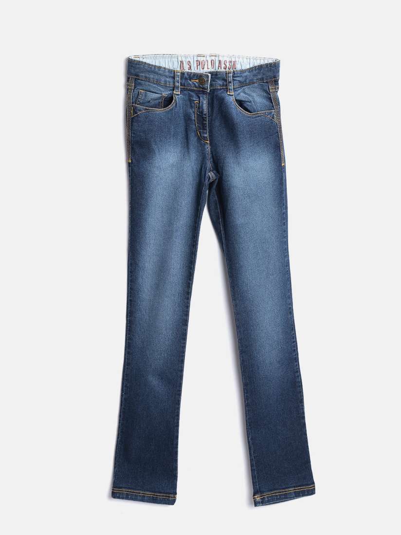 Buy U.S. Polo Assn. Kids Girls Navy Blue Regular Fit Mid Rise Clean Look Stretchable Jeans Jeans for Girls 592746 Myntra