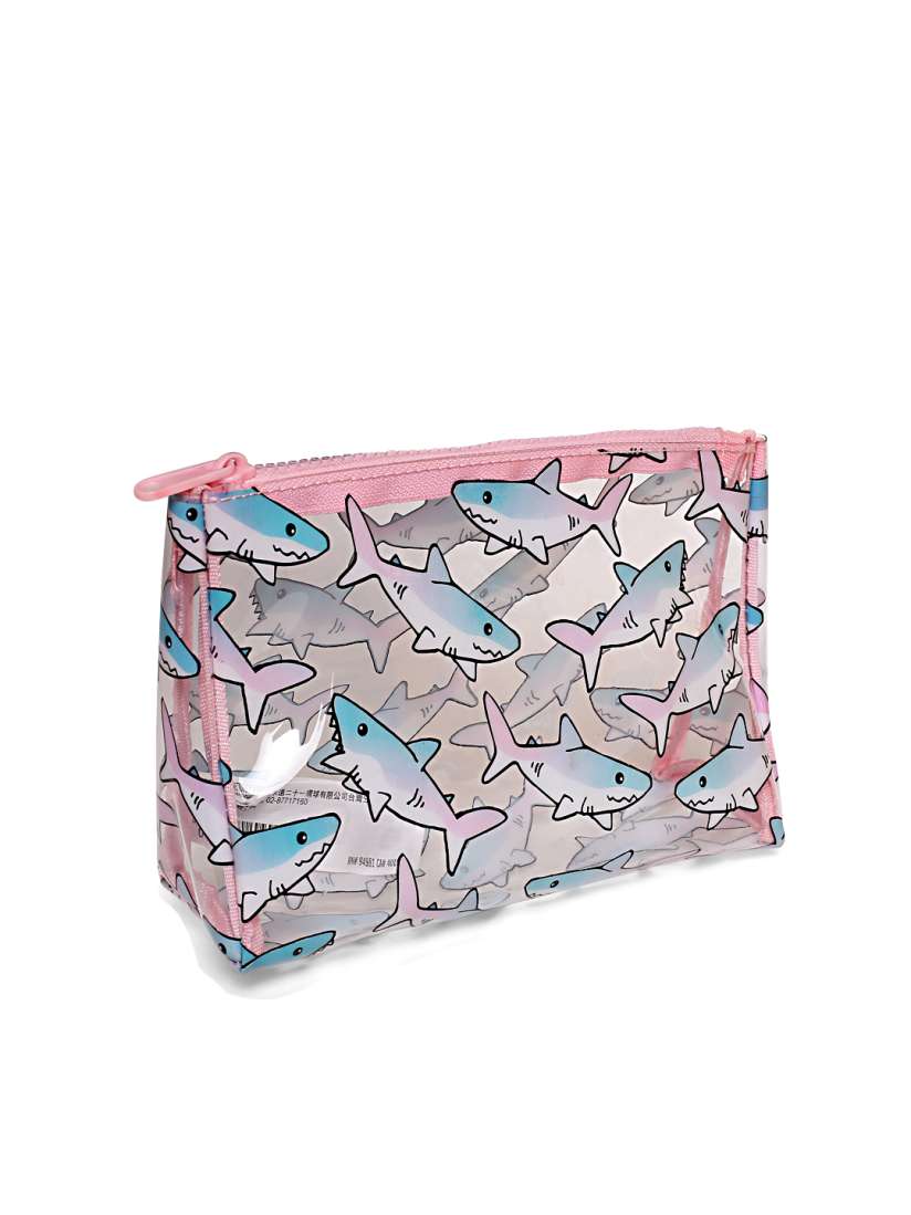 Buy FOREVER 21 Women Transparent Pink Shark Print Travel Pouch Travel Accessory for Women 5928067 Myntra