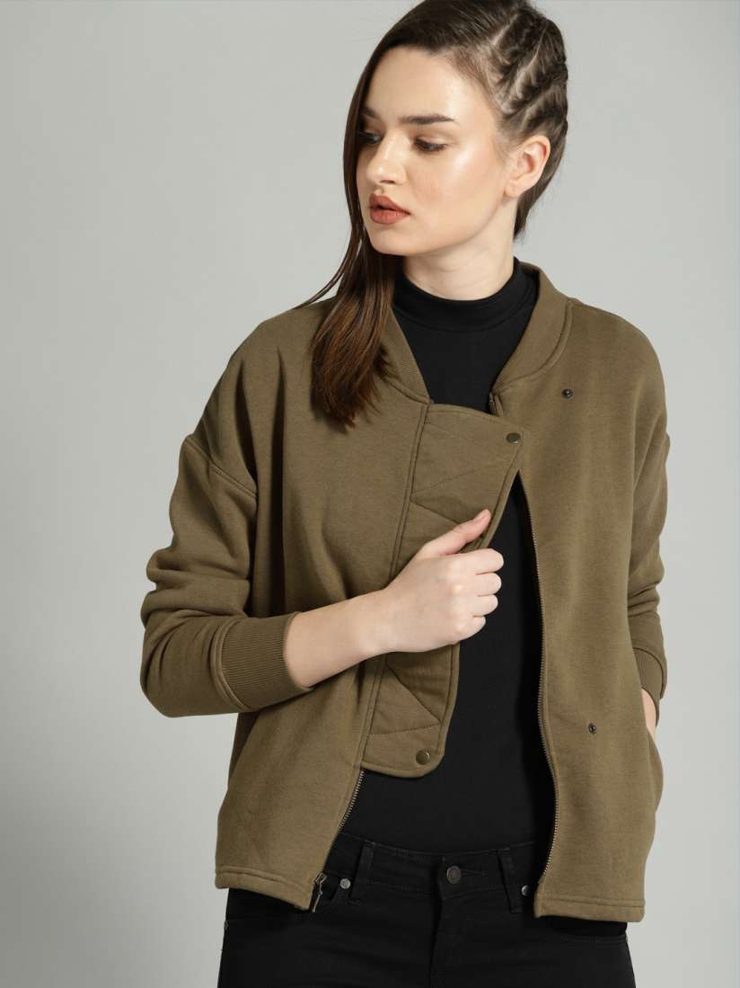 Buy Roadster Women Olive Green Solid Sweatshirt Sweatshirts for Women 5960841 Myntra