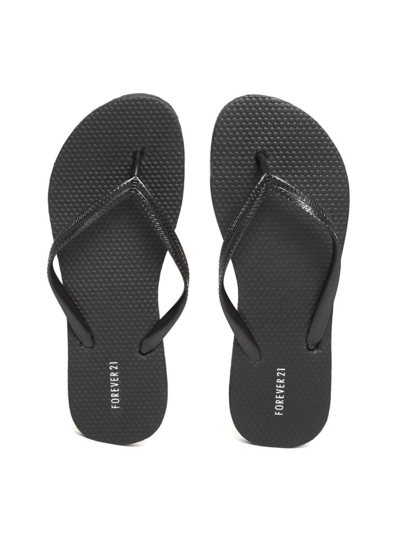 Buy FOREVER 21 Women Black Solid Thong Flip Flops Flip Flops for Women 5965130 Myntra