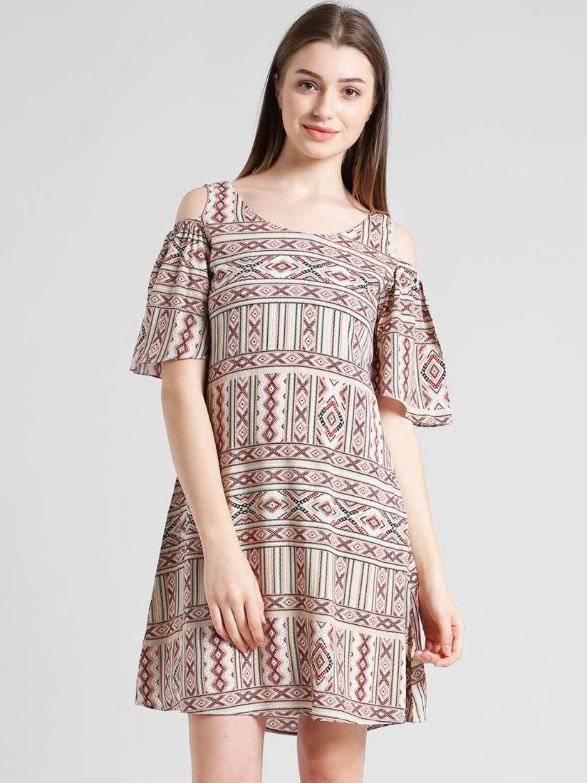 Buy Zink London Women Beige Printed A Line Dress Dresses for Women 6011696 Myntra