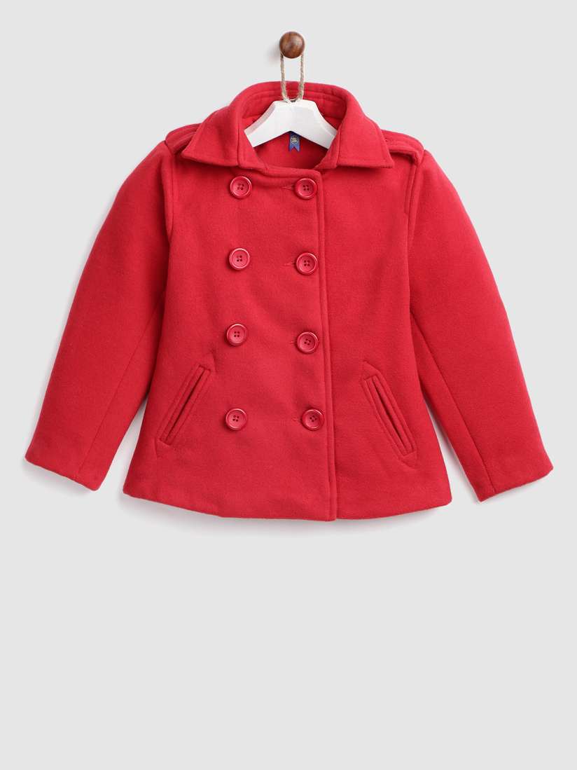 Girls red peacoat 2025