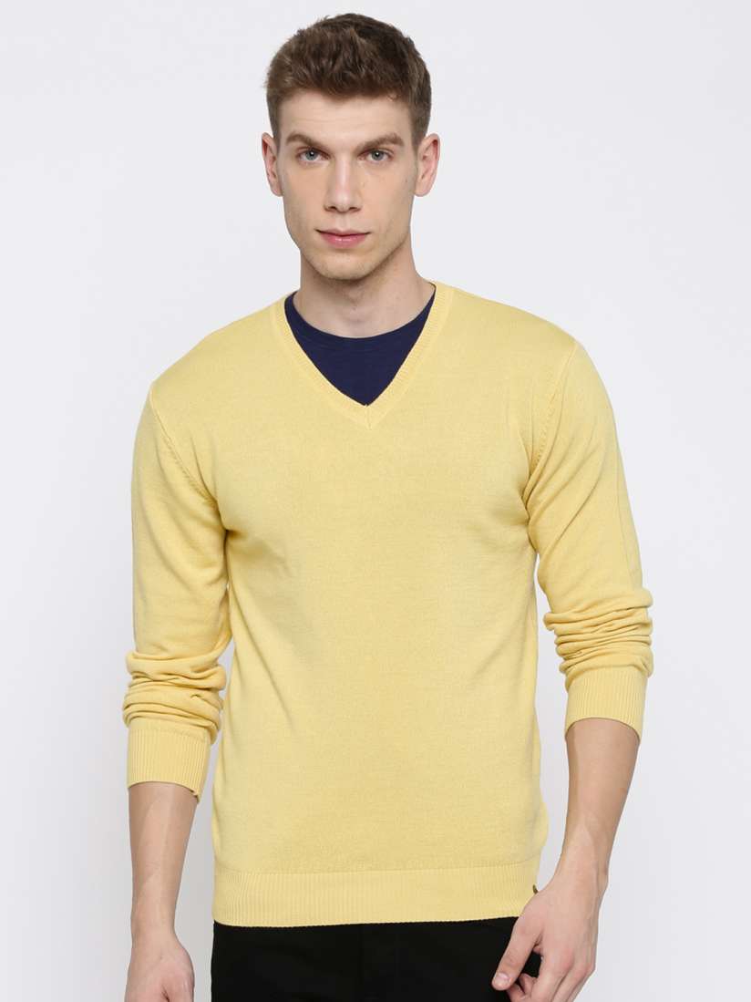 Buy Peter England Men Yellow Solid Pullover Sweaters for Men 606938 Myntra