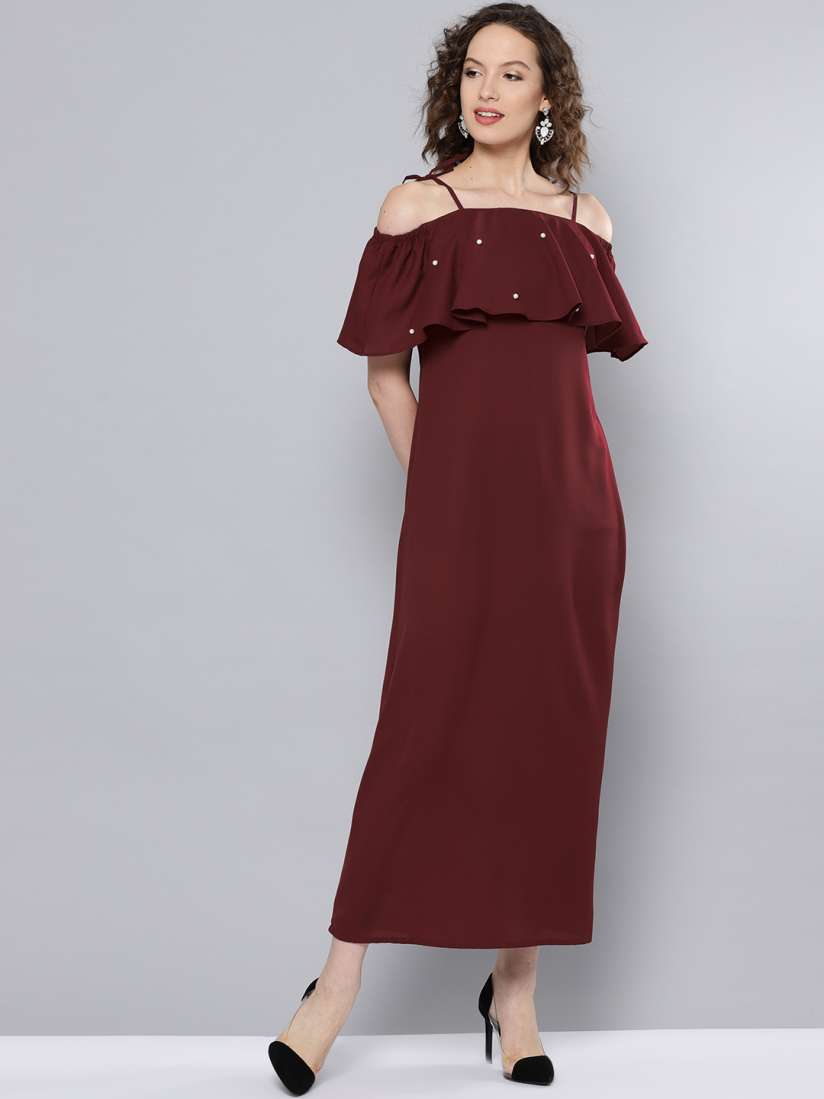 Maroon dress myntra on sale