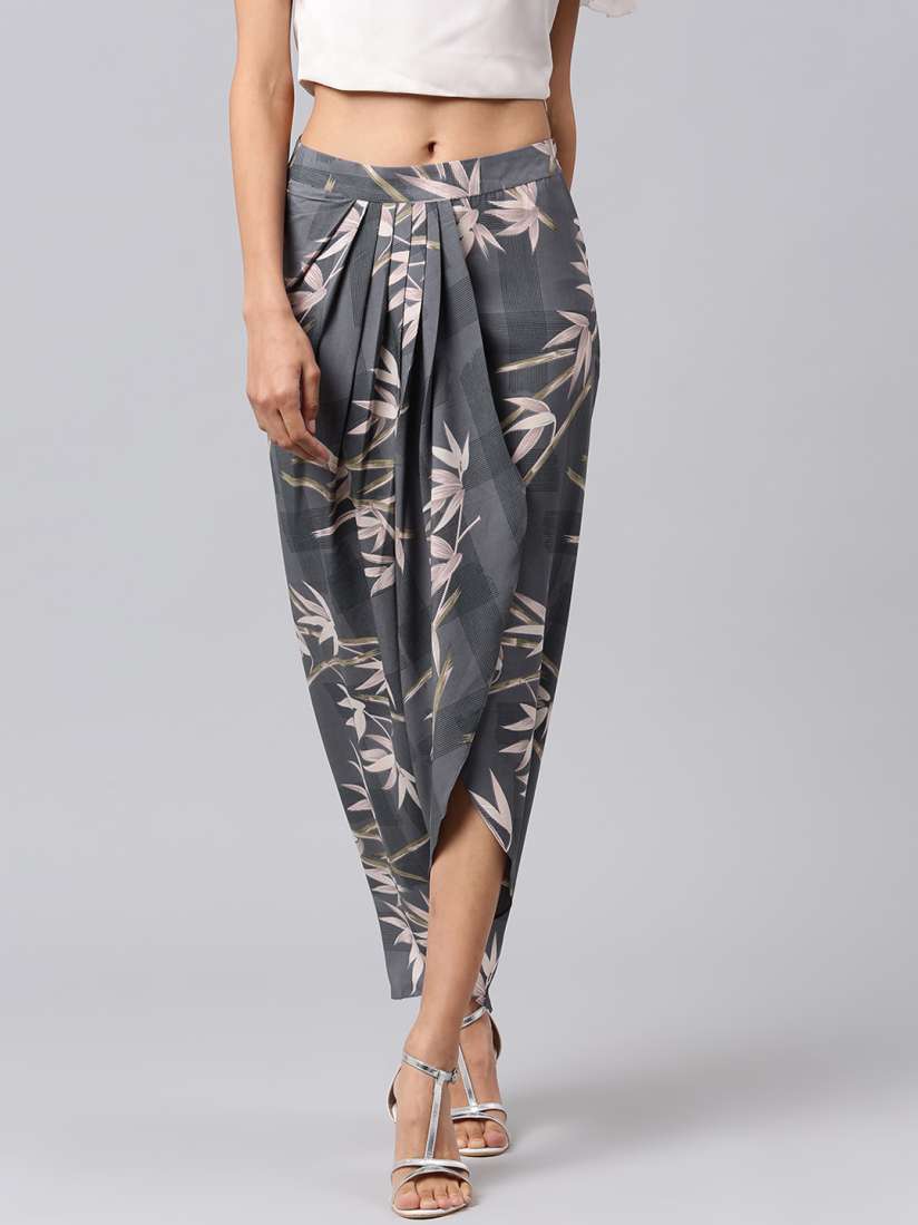 Grey floral maxi skirt top