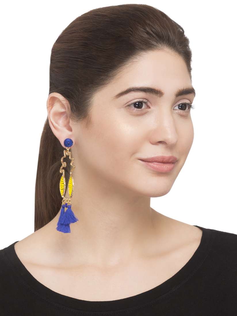 Buy Pipa Bella Yellow Gold Toned Contemporary Drop Earrings Earrings for Women 6132686 Myntra