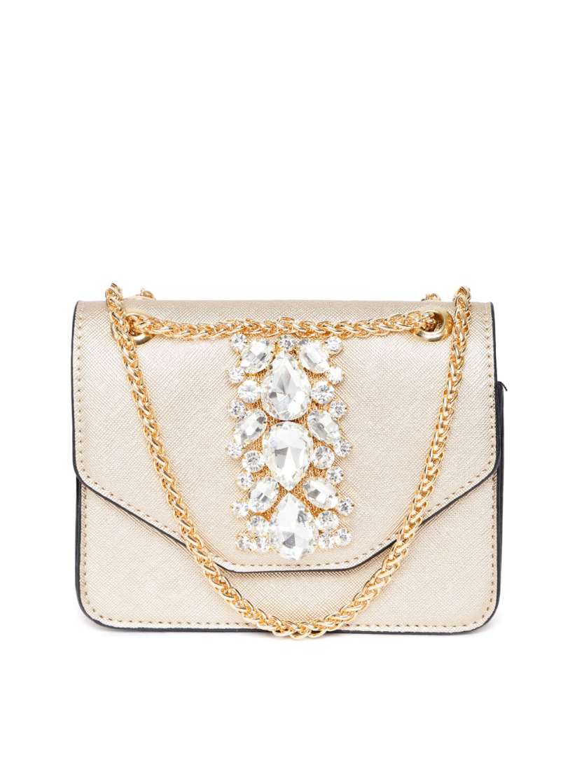 Buy Dune London Gold Toned Embellished Detail Shoulder Bag Handbags for Women 6171424 Myntra
