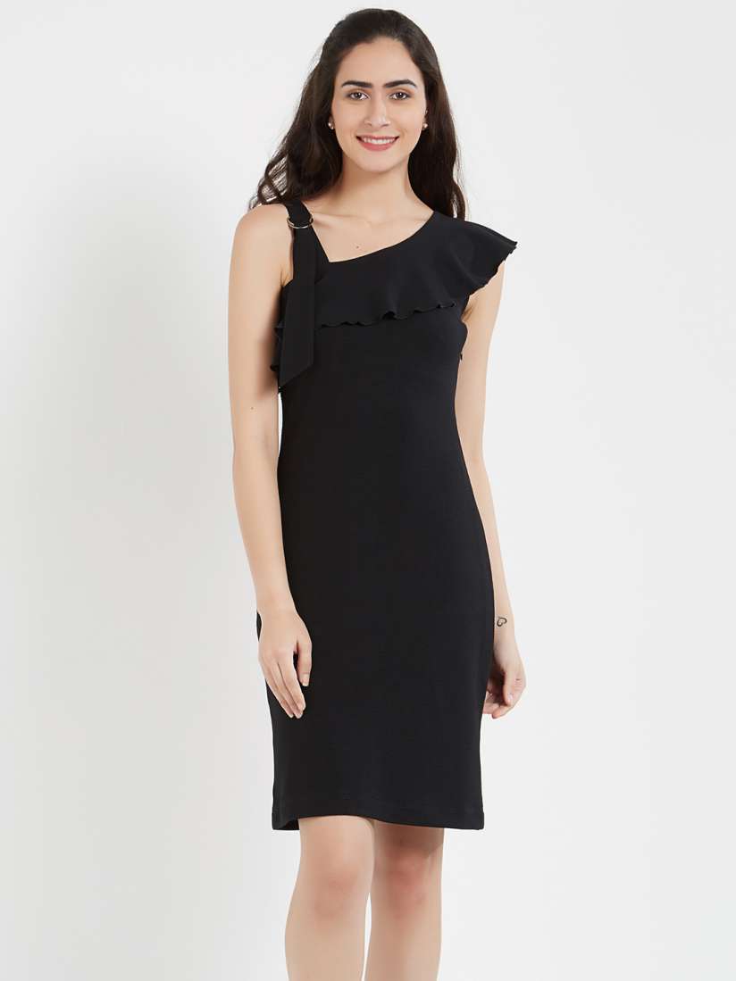 Buy Soie Women Black Solid Sheath Dress Dresses for Women 6442801 Myntra