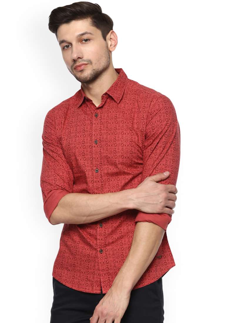 Buy SPYKAR Men Red Slim Fit Printed Casual Shirt Shirts for Men 6519555 Myntra